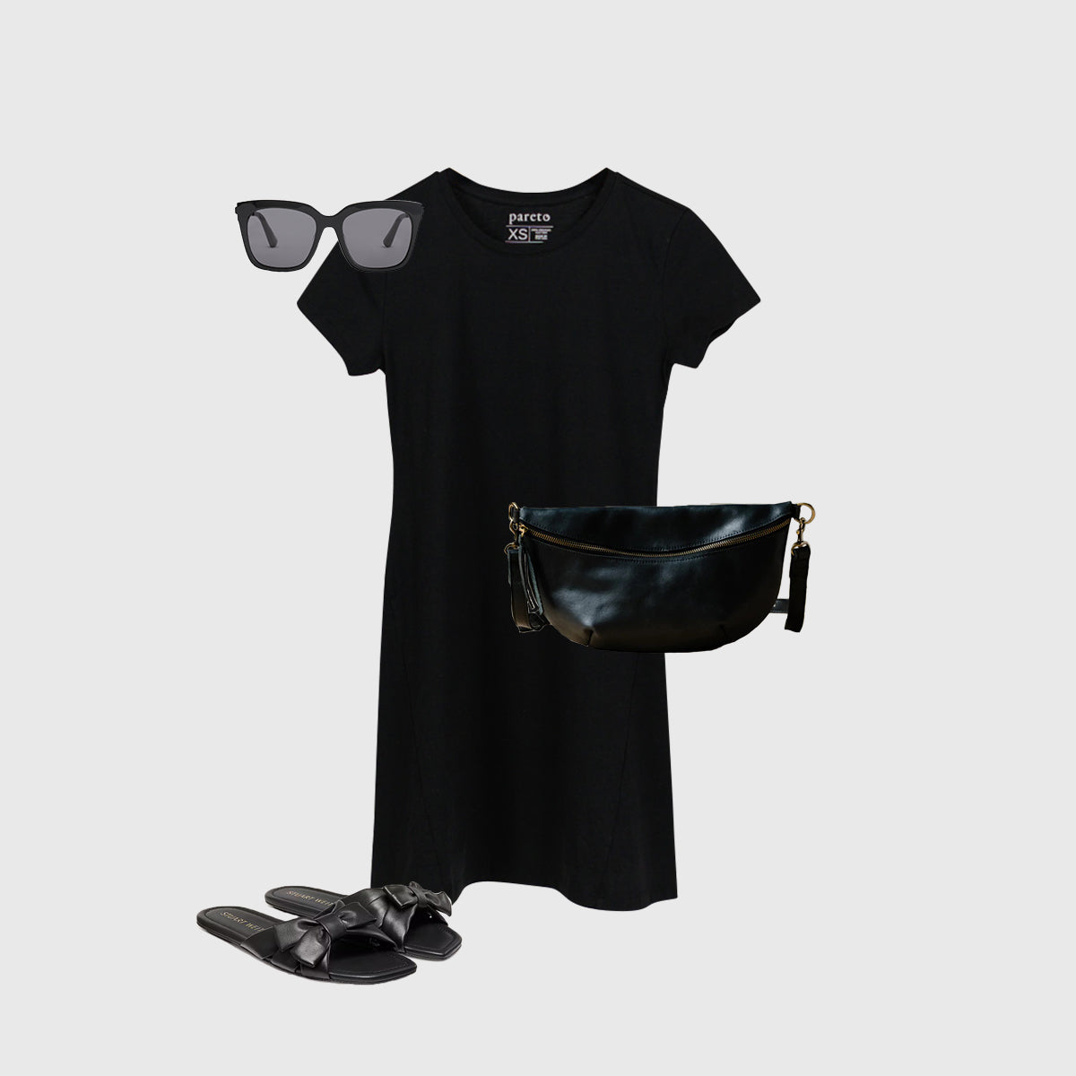 Monochromatic Chic T-Shirt Dress Look