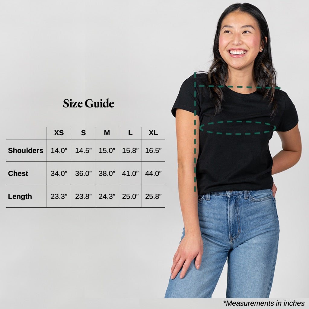 Women's T-Shirt Size Chart and Fit Guide
